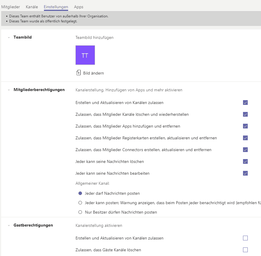 Rechtevergabe in Microsoft Teams